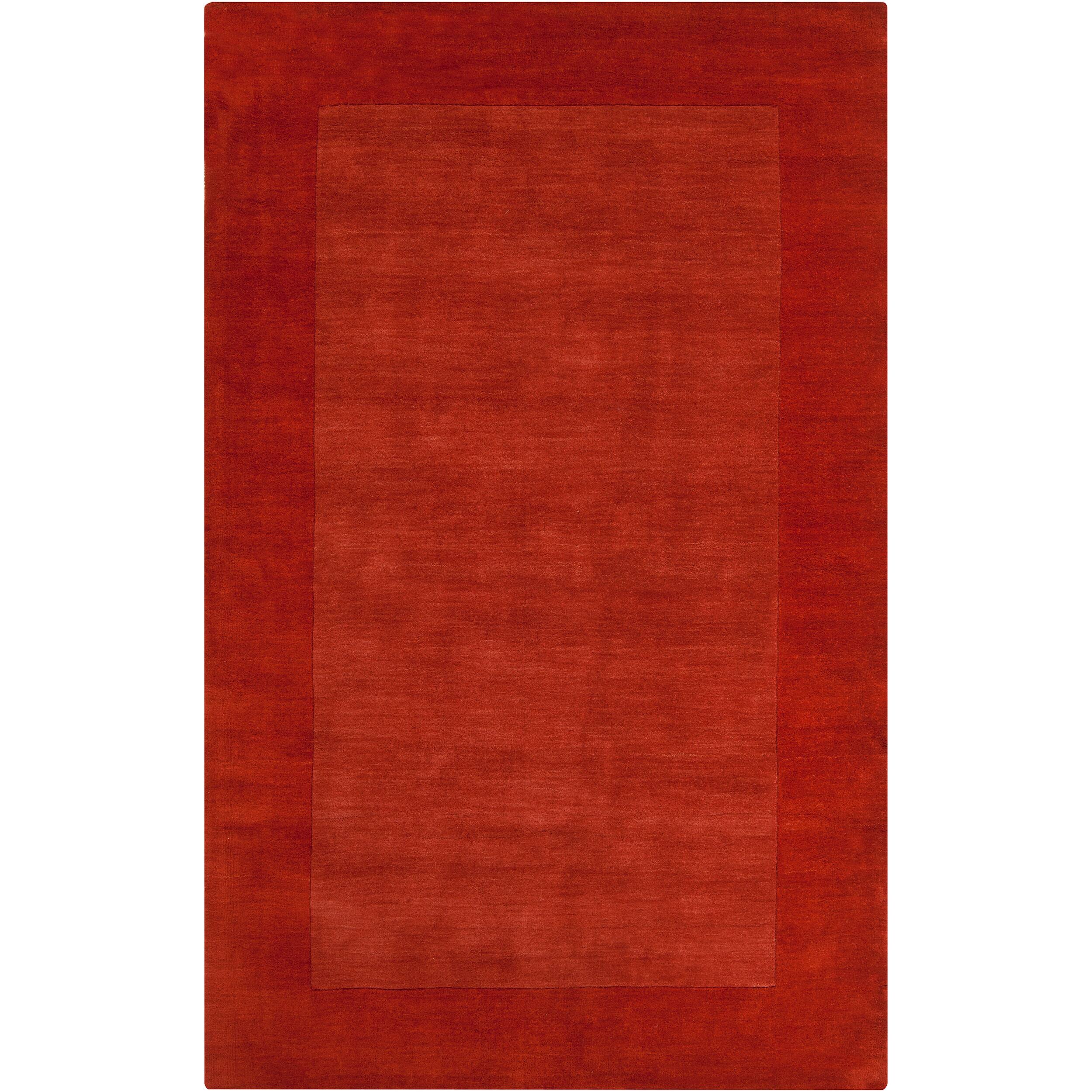 Hand crafted Orange Tone on tone Bordered Pechora Wool Rug (5 X 8)