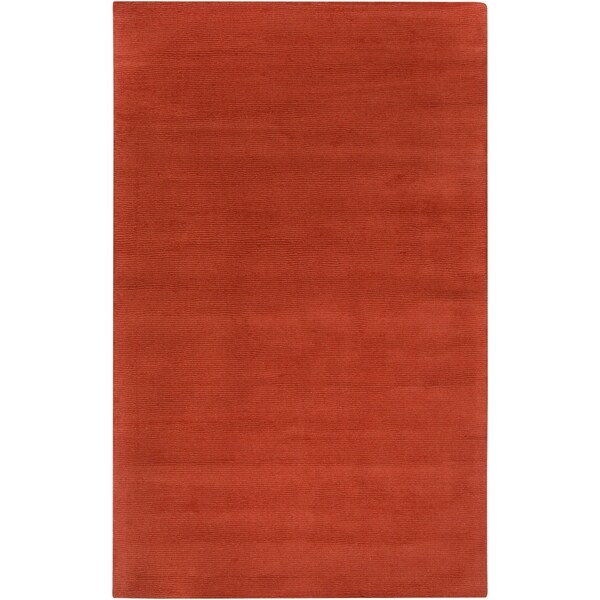 Hand-crafted Orange Solid Casual Pinega Wool Area Rug - 6' x 9'