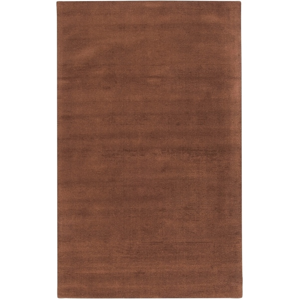 Hand-crafted Brown Solid Casual Nivia Wool Area Rug - 7'6 x 9'6