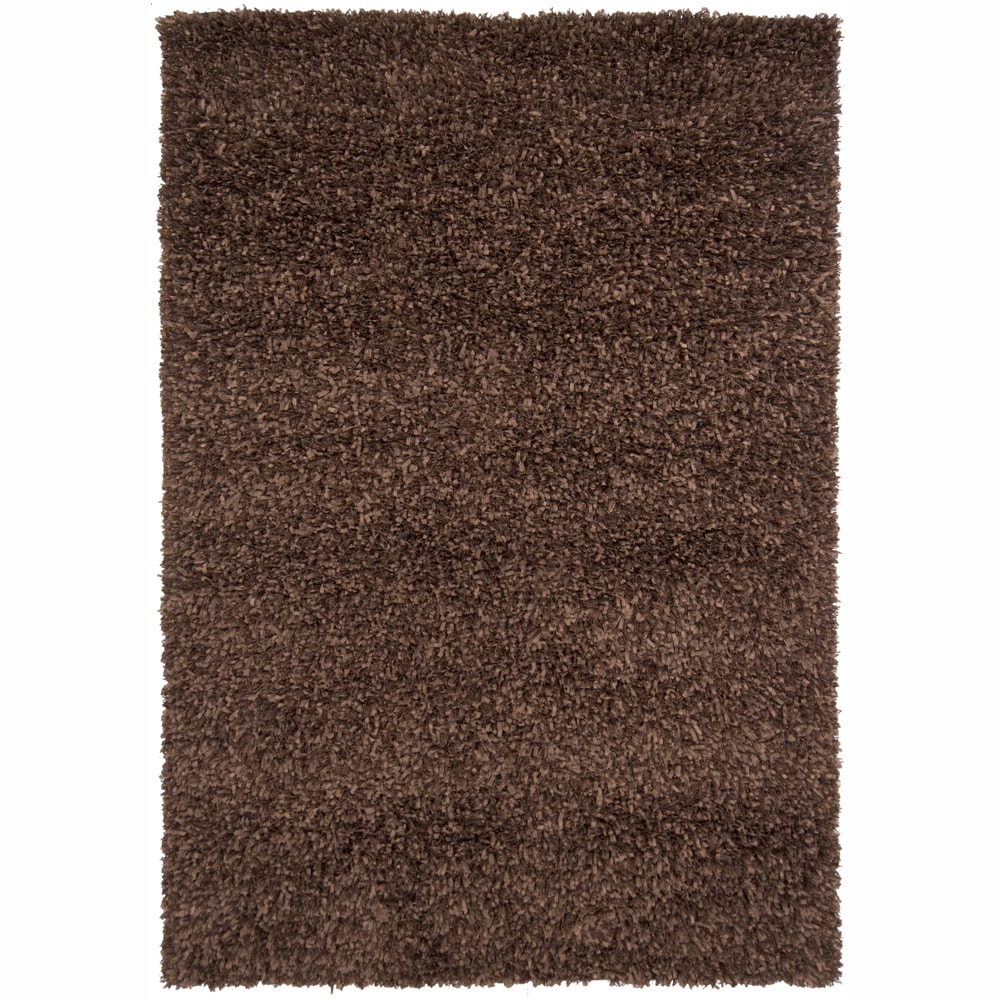 Handwoven Casual Chocolate brown Mandara Shag Rug (9 X 13)