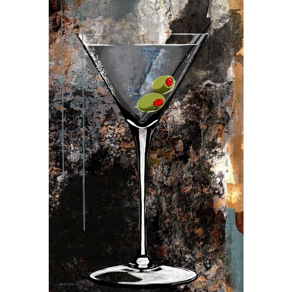 Shop Maxwell Dickson 'Martini Glass' Modern Canvas Art Free Shipping