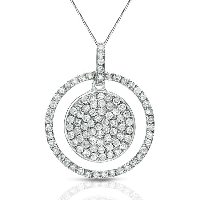 Auriya 14k White Gold 1/2ct TDW Diamond Double Circle Necklace (G-H, I1-I2)