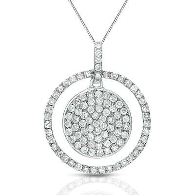 Auriya 14k White Gold 1/2ct TDW Diamond Double Circle Necklace (G-H, I1-I2)