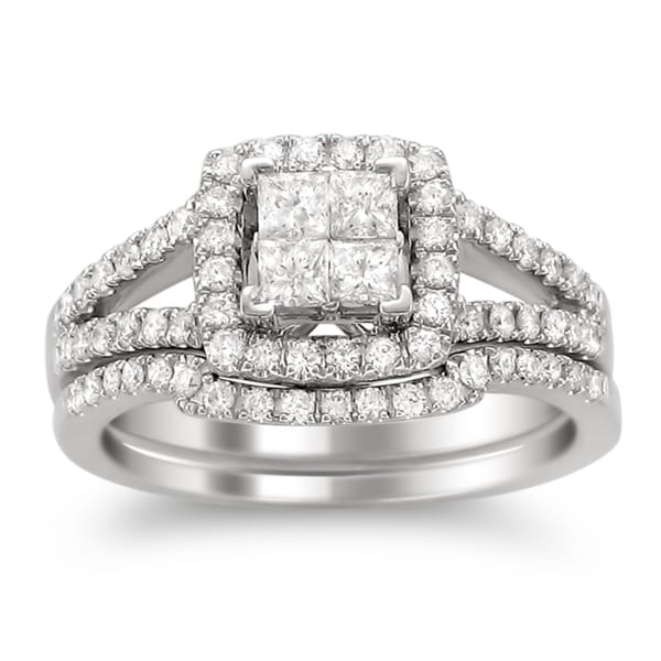 Montebello 14k White Gold 1ct TDW Diamond Bridal Ring Set (H-I, I1-I2)