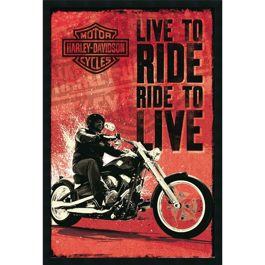Harley Davidson - Live to Ride' Gel Coated Finished Framed Art Print