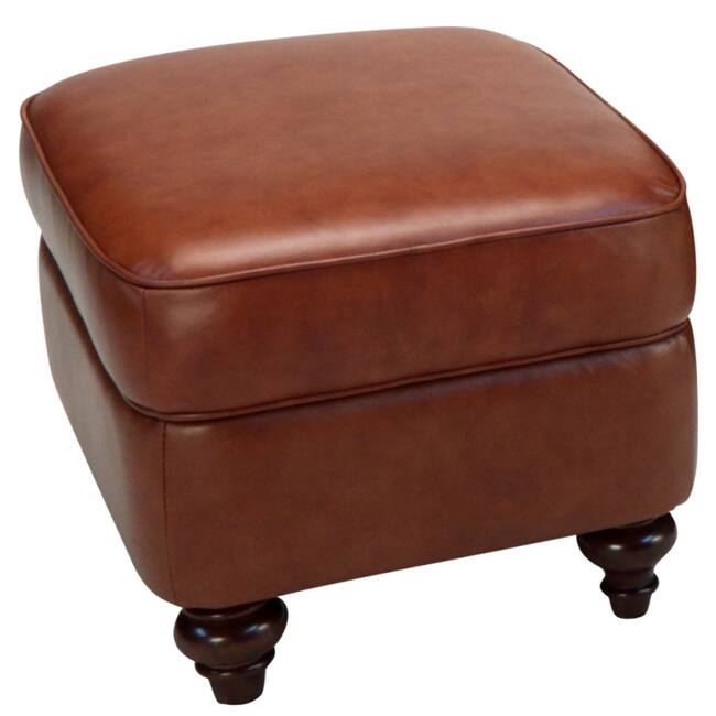 Seville Leather Storage Ottoman in Vintage Oak