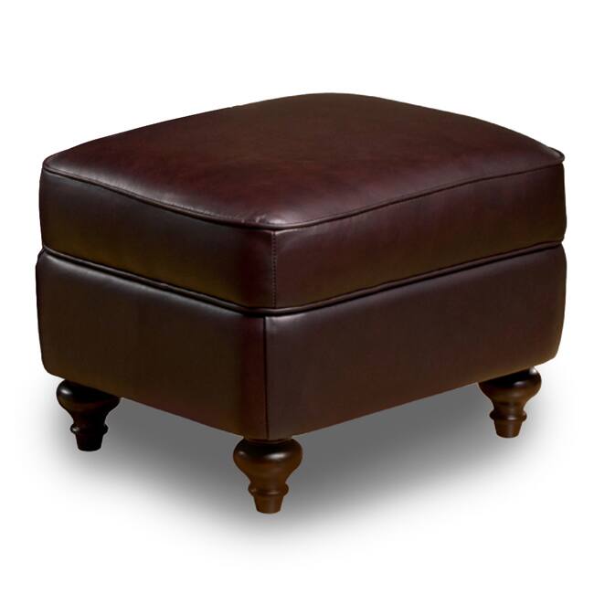 Seville Leather Storage Ottoman in Vintage Burgundy