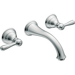 ... T6107 Kingsley Two-Handle Chrome Low Arc Wall Mount Bathroom Faucet