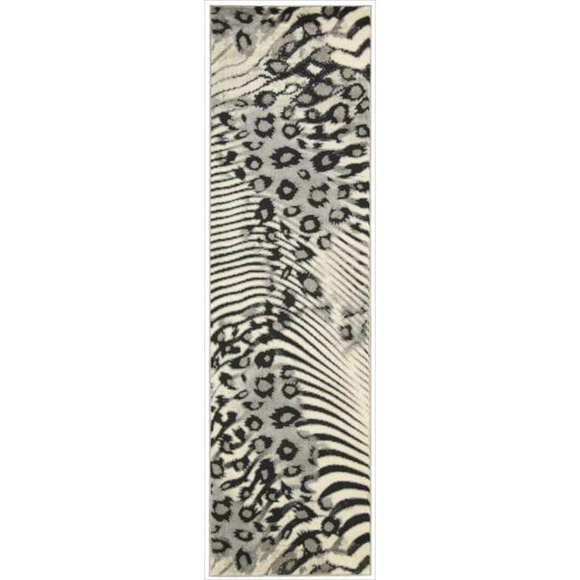 Nourison Utopia Beige Abstract Runner Rug (23 X 8)