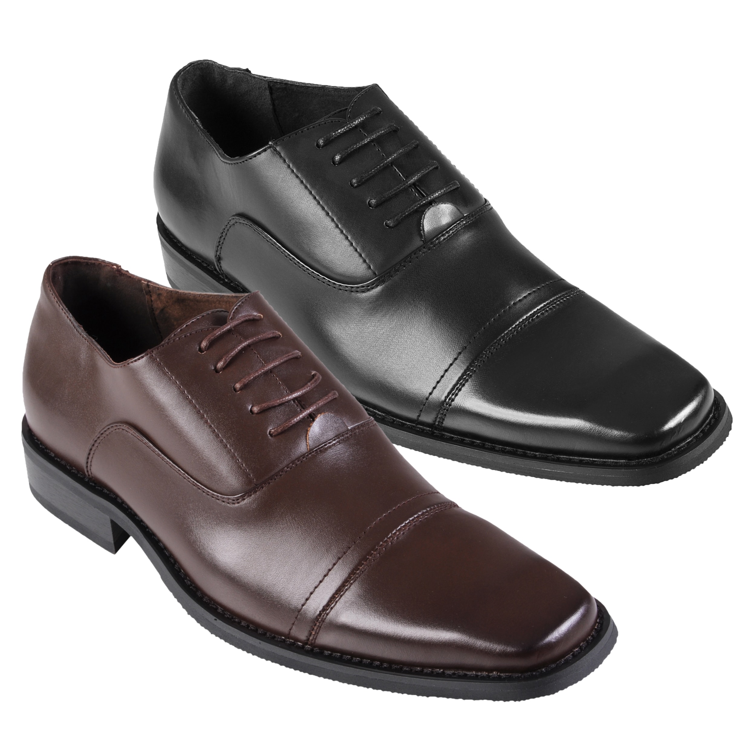 Boston Traveler Men's Topstitched Lace-up Square Toe Oxfords