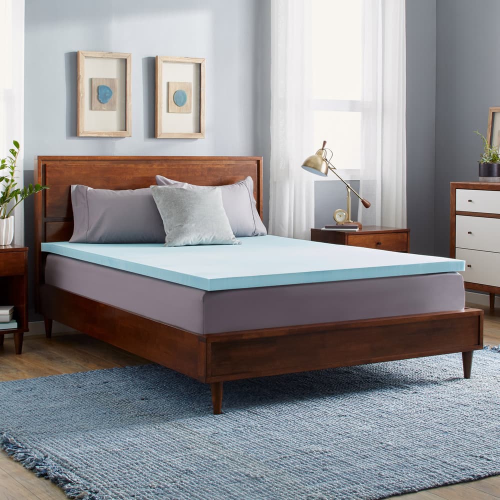 Slumber Solutions Gel 2-inch Memory Foam Mattress Topper - Blue