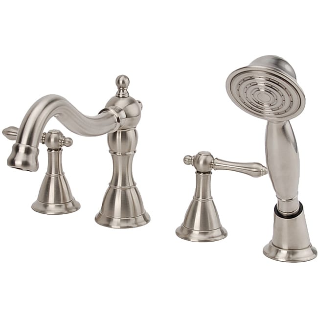 Fontaine Bellver Brushed Nickel Roman Tub Faucet with Handheld ...  Fontaine Bellver Brushed Nickel Roman Tub Faucet with Handheld Shower