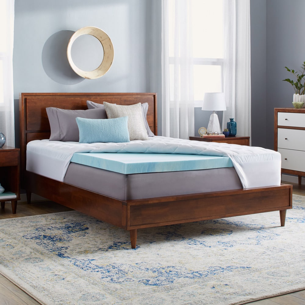 Slumber Solutions Gel Memory Foam and Fiber-filled Cover Mattress Topper Set