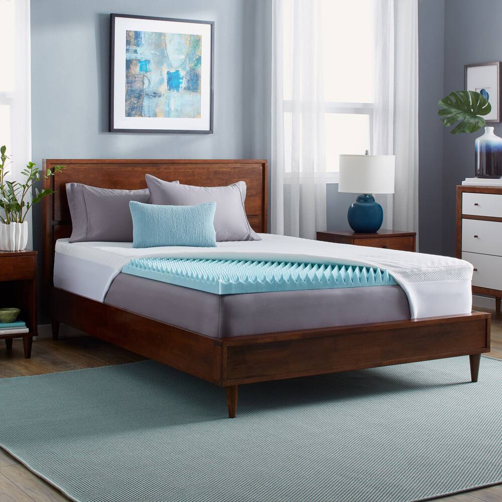 Slumber Solutions Gel Highloft Memory Foam Mattress Topper with Waterproof Cover