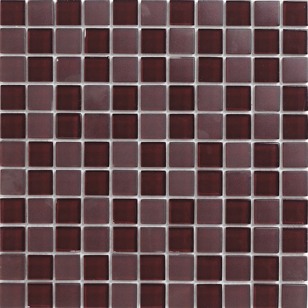 Lush 11.3x11.3 inch Black Cherry 1 inch Glass Tiles (Pack of 10