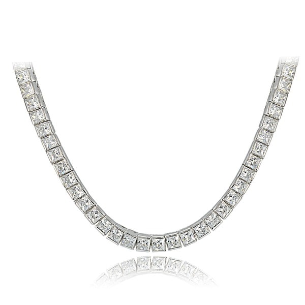 Icz Stonez Sterling Silver Princess Cut Cubic Zirconia Tennis Necklace Free Shipping Today 0743