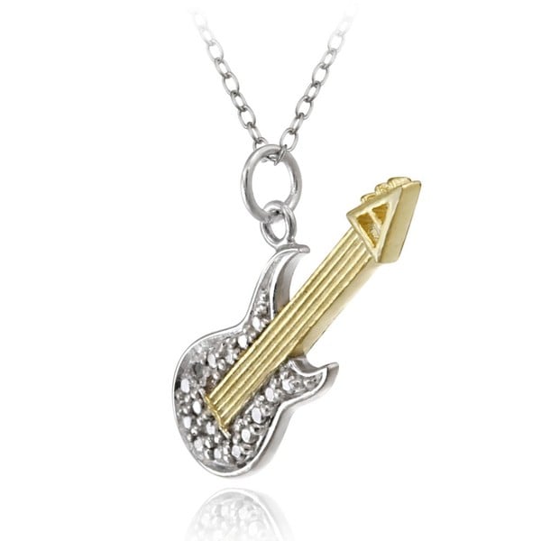 Shop DB Designs 18k Two-tone Gold over Silver Diamond Accent Guitar ...