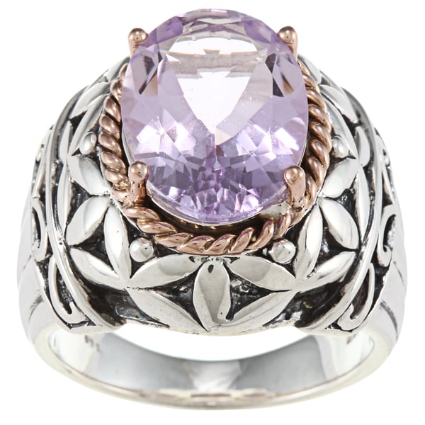 Meredith Leigh 14k Yellow Gold and Sterling Silver Pink Amethyst Ring Meredith Leigh Gemstone Rings