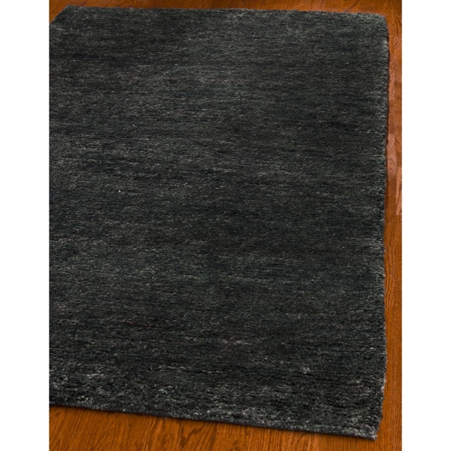 Hand knotted Vegetable Dye Solo Black Hemp Rug (5 X 8)