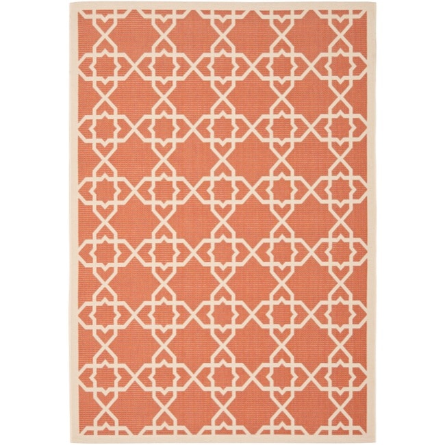 Poolside Terracotta/ Beige Indoor Outdoor Rug (67 X 96)