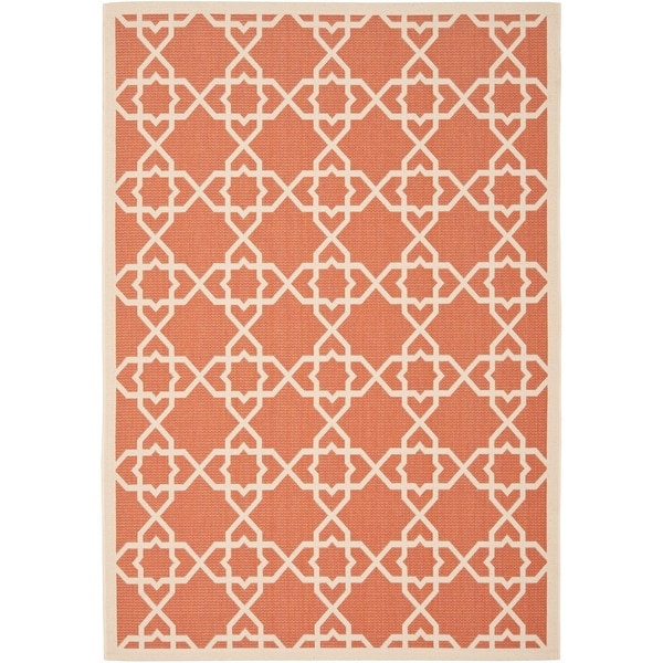 Safavieh Courtyard Geometric Trellis Terracotta/ Beige Indoor/ Outdoor Rug - 8' X 11'