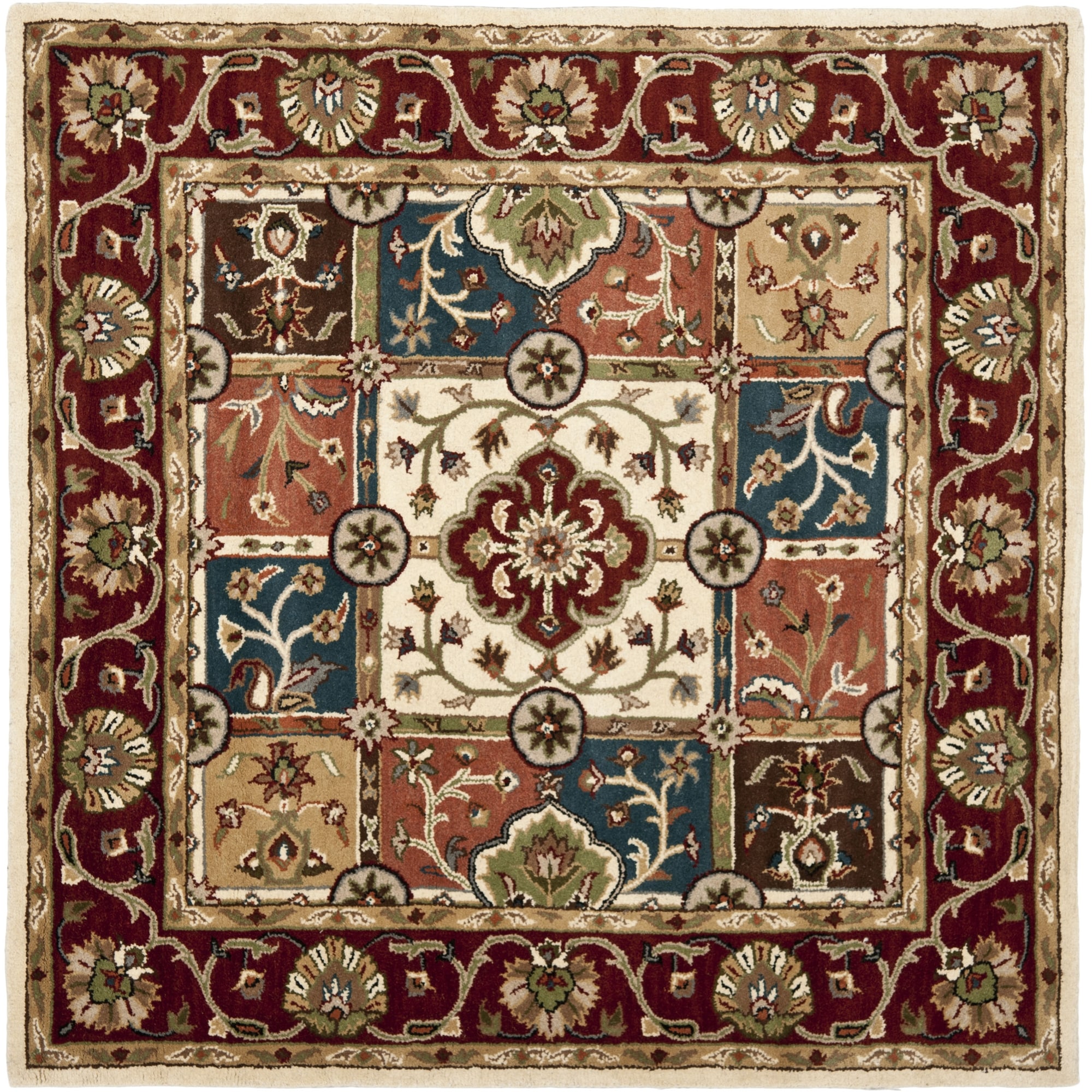 Handmade Heritage Panels Multi/ Red Wool Rug (6 Square)