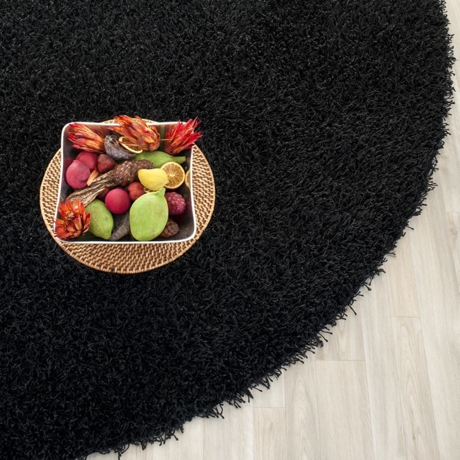 Handmade Posh Black Shag Rug (7 Round)