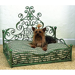 Shop Distressed Blue Antique Scroll Iron Pet Bed - Free ...