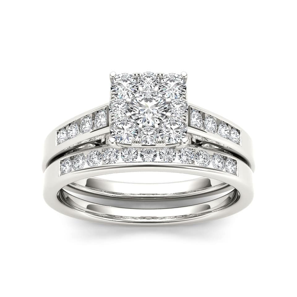 De Couer 10k Gold 3/4ct TDW Diamond Bridal Ring Set