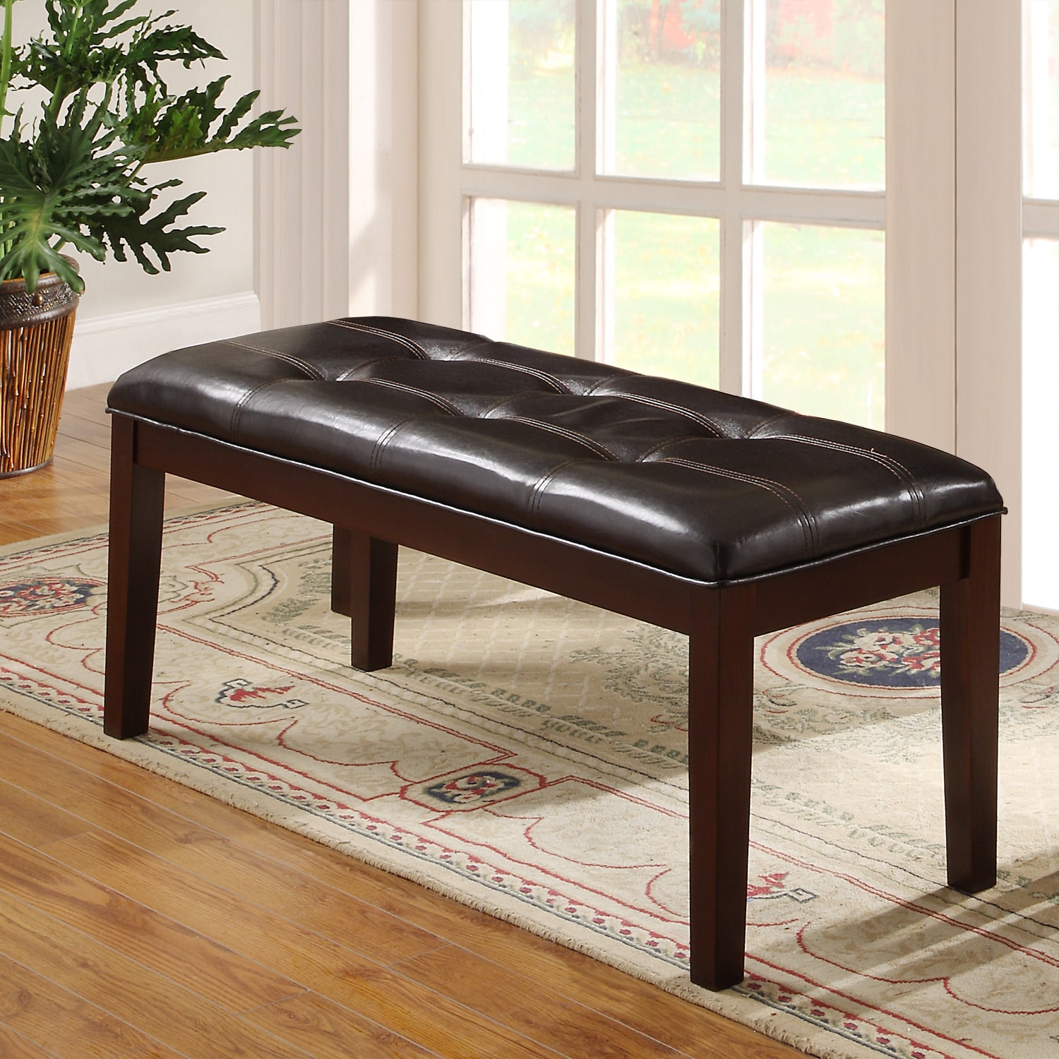 Tribecca Home Colyton Rich Espresso 48 inch Casual Upholstered Bench