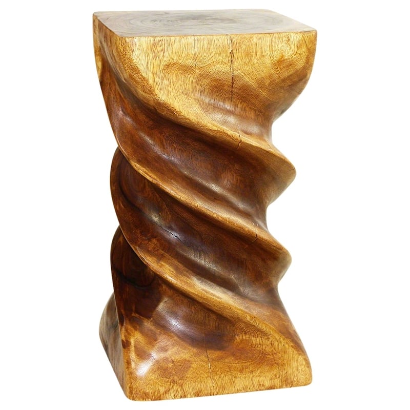 Haussmann® Wood Triple Twist stool-stand 12 in SQ x 22 in H Walnut Oil - 12 x 12 x 22 inch