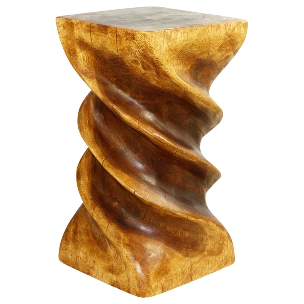 Haussmann® Wood Triple Twist stool-stand 12 in SQ x 22 in H Walnut Oil - 12 x 12 x 22 inch