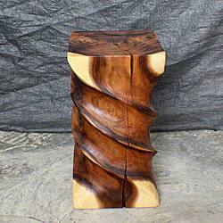 Handmade Monkey Pod Wood Triple Twist Stool (Thailand)