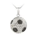 DB Designs Sterling Silver Black Diamond Accent Soccer Ball Necklace