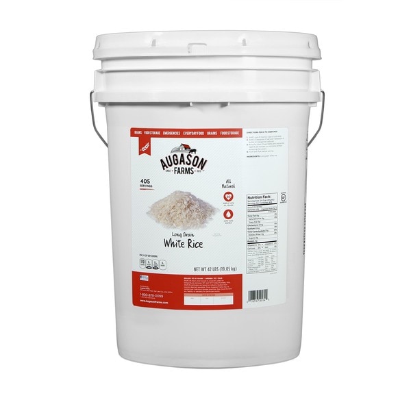 Augason Farms Long Grain White Rice Pail   14192699  