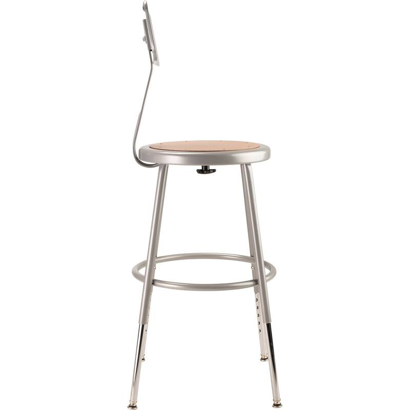 NPS 19 -27" Height Adjustable Heavy Duty Steel Stool With Backrest, Grey