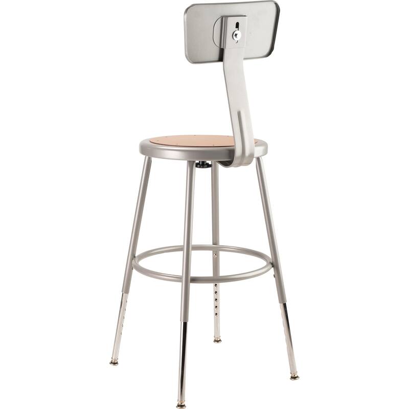 NPS 19 -27" Height Adjustable Heavy Duty Steel Stool With Backrest, Grey
