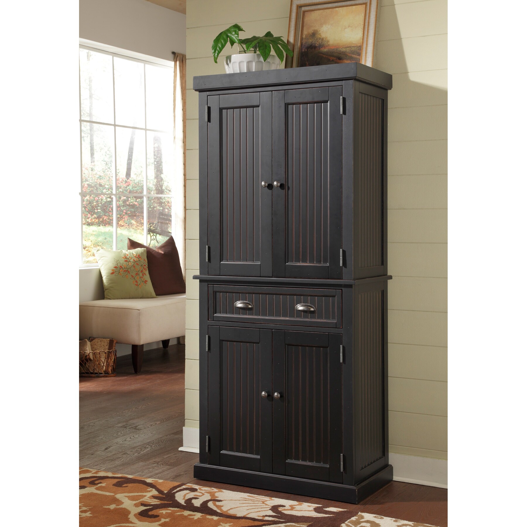 Shop Nantucket Black Distressed Finish Pantry By Home Styles On