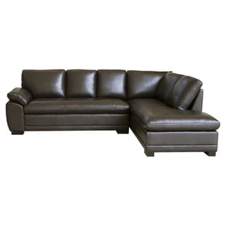 Abbyson Devonshire Leather Tufted Sectional Sofa