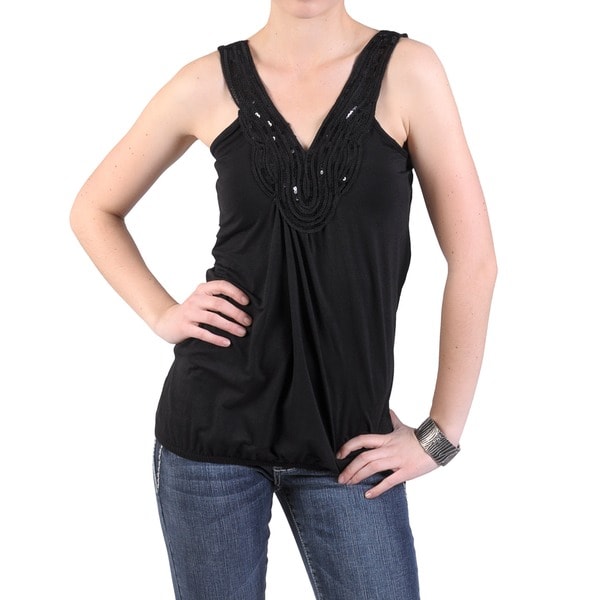 Journee Collection Women's Sleeveless Embellished V-neck Top