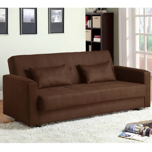 Shop Furniture Of America Cozy Modern Brown Fabric Futon Sofa Bed
