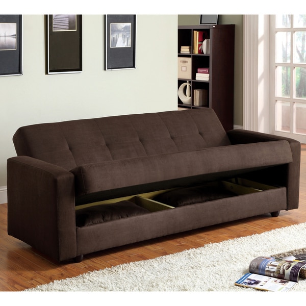 Shop Furniture of America Cozy Microfiber Futon Sofa Bed ...