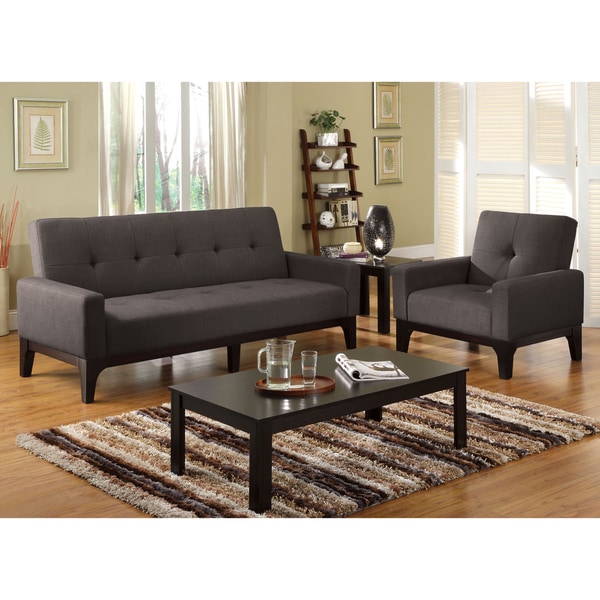 Furniture of America Charlie Charcoal Convertible Futon/ Chair Set