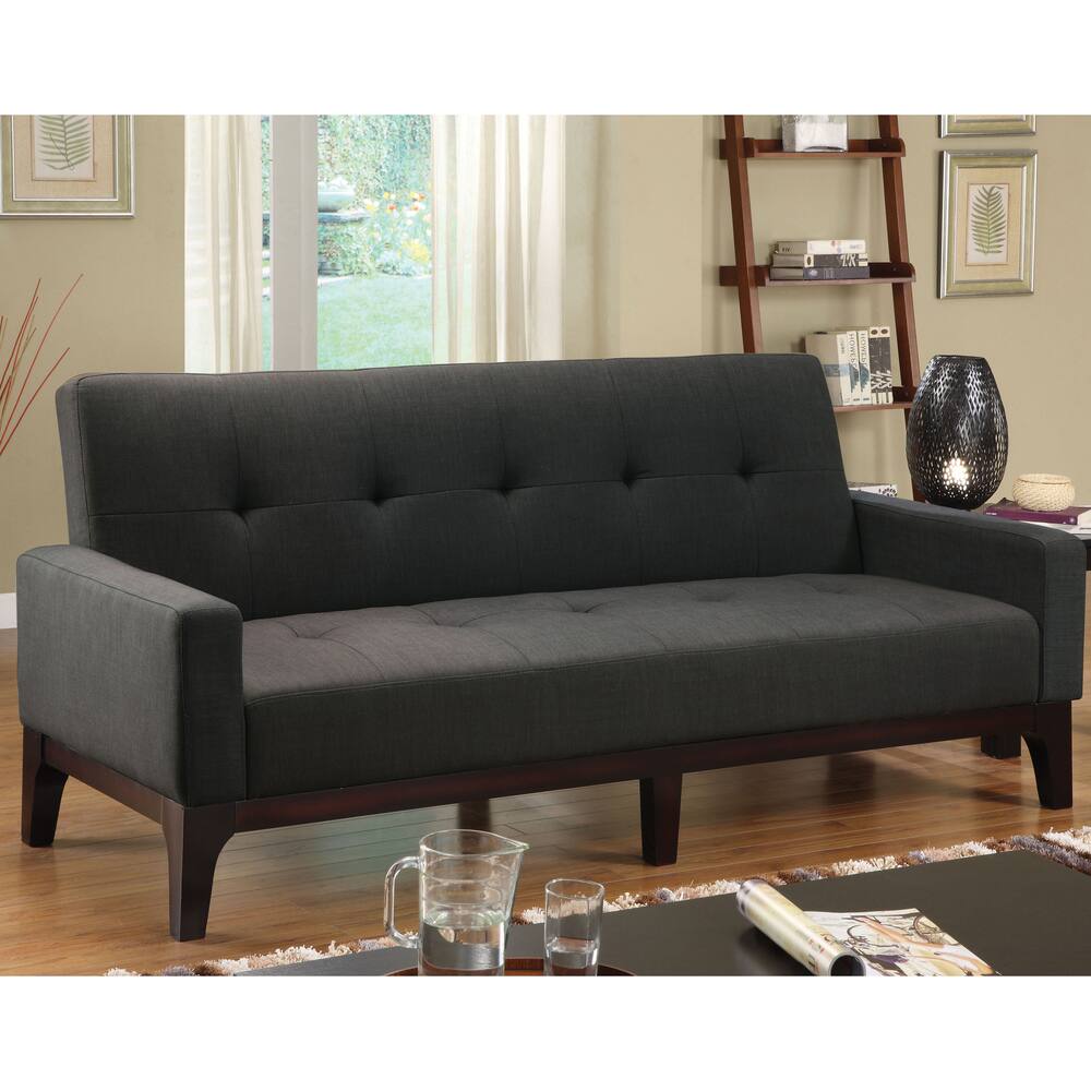 Furniture of America Nise Transitional Black Fabric Tufted Sofa Bed