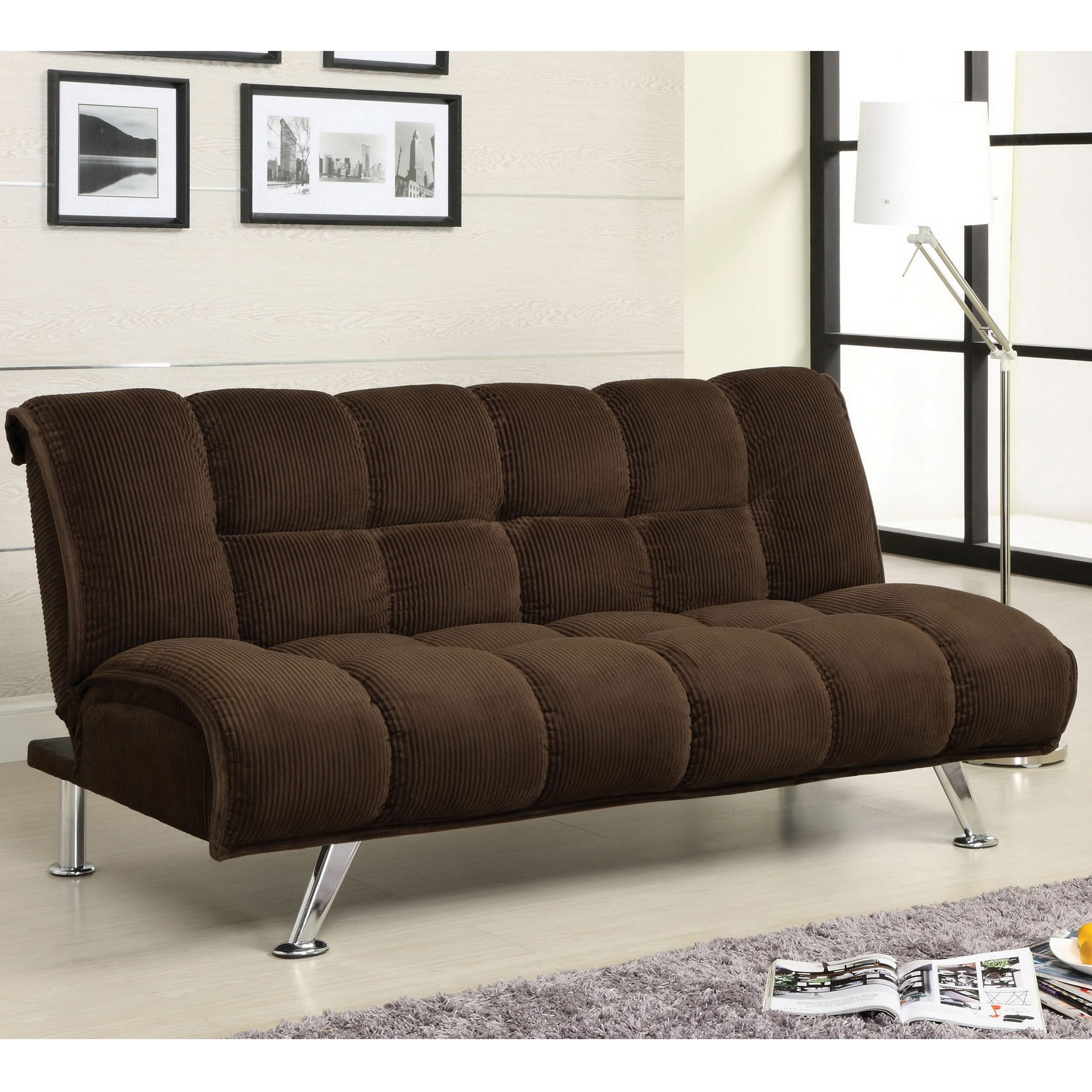 Furniture Of America Furniture Of America Maybeline Padded Corduroy Futon Sofabed Brown Size Full