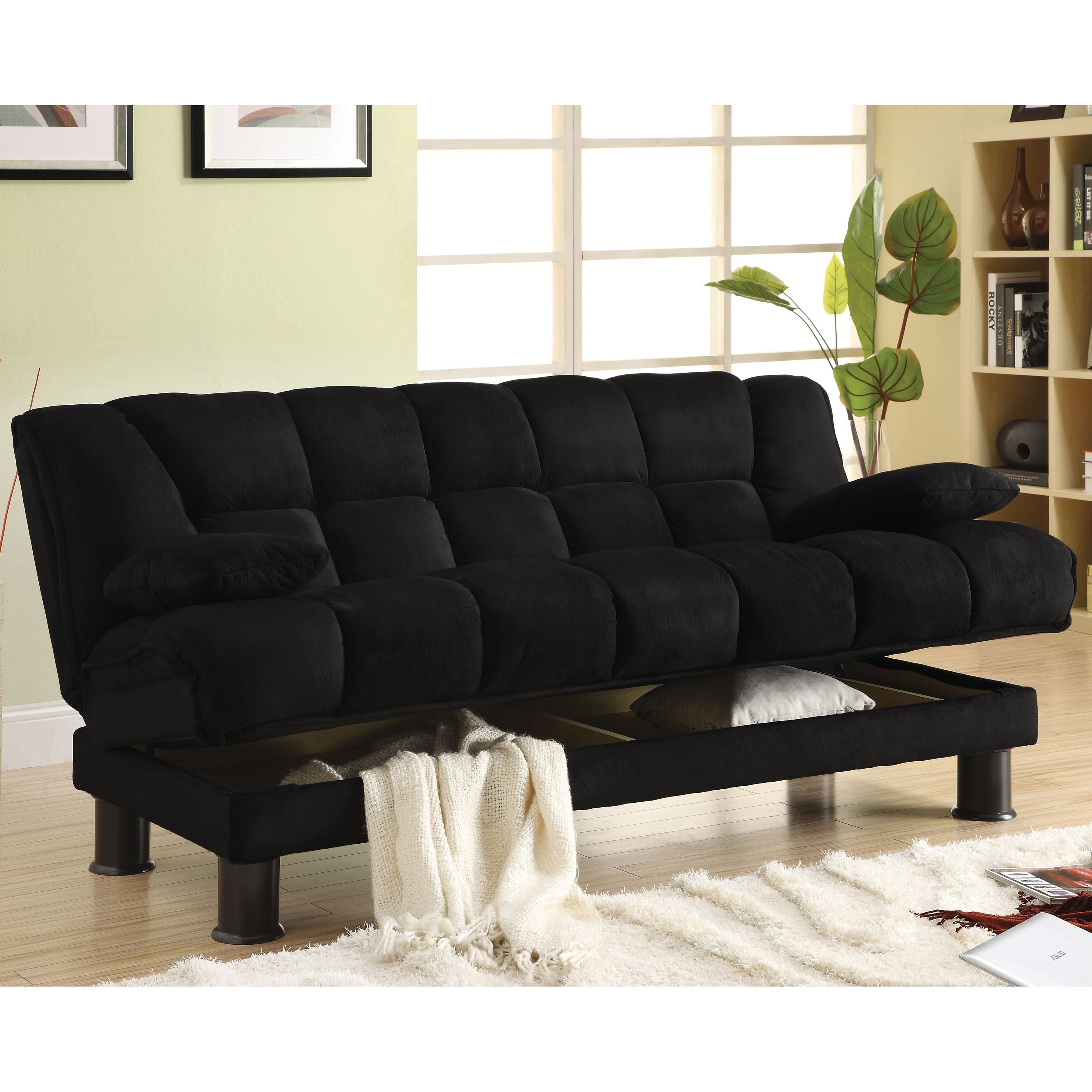Elephant Skin Contemporary Black Futon Sofabed With Storage By Foa Elephant Skin Contemporary Black Futon Sofabed With Storage By Foa