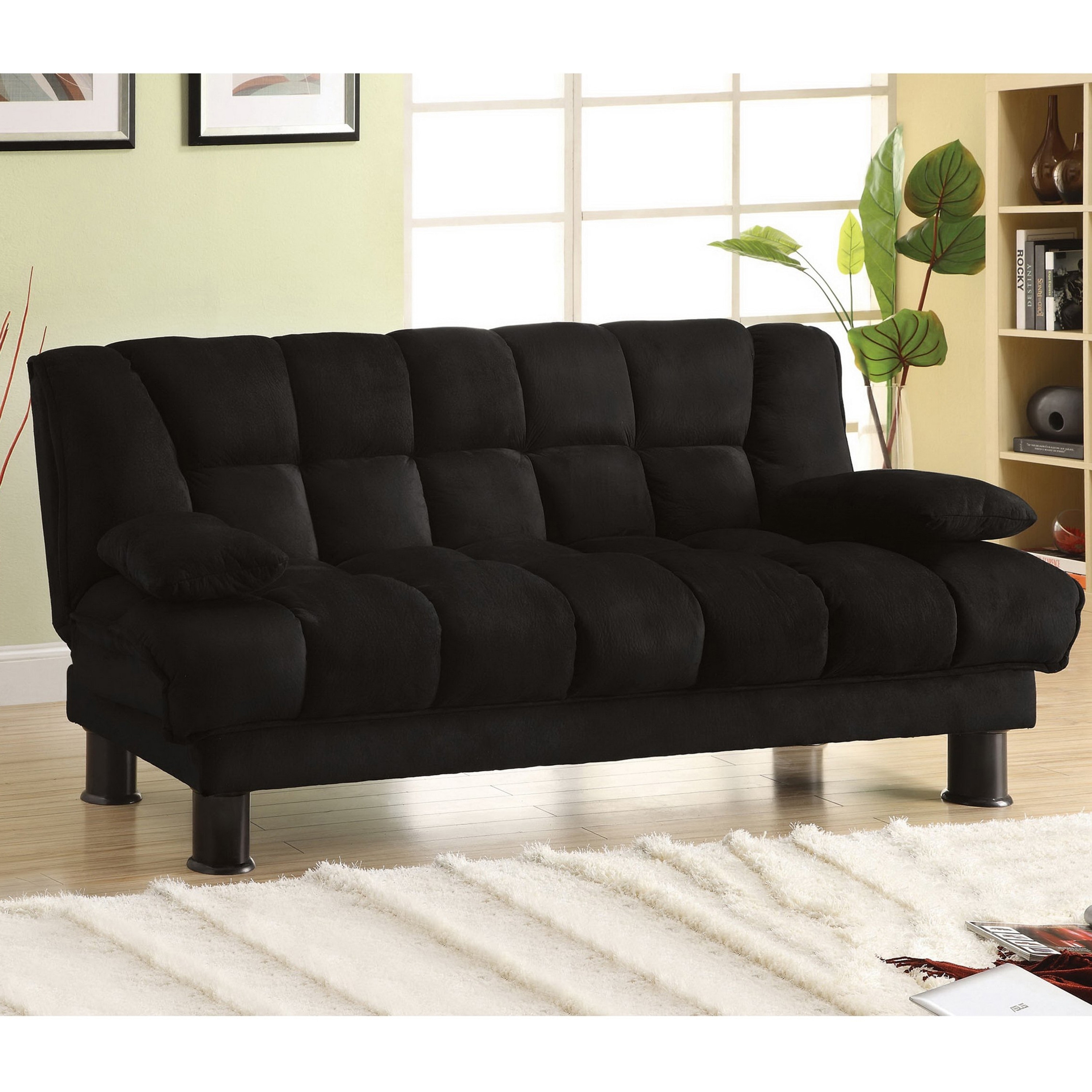 Furniture Of America Furniture Of America Black Elephant Skin Microfiber Futon Sofabed With Storage Black Size Full