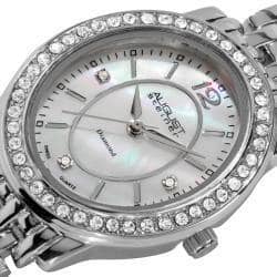 August Steiner Women's Dazzling Diamond Silver Oval Bracelet Watch