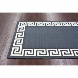 preview thumbnail 2 of 1, Brooklyn Rug Co Handmade Greek Key Wool Rug (5' x 8')