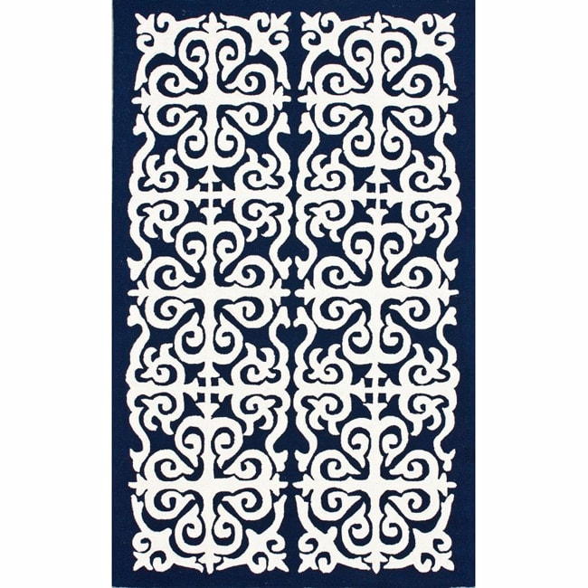 Nuloom Handmade Marrakesh Fez Navy Wool Rug (76 X 96)